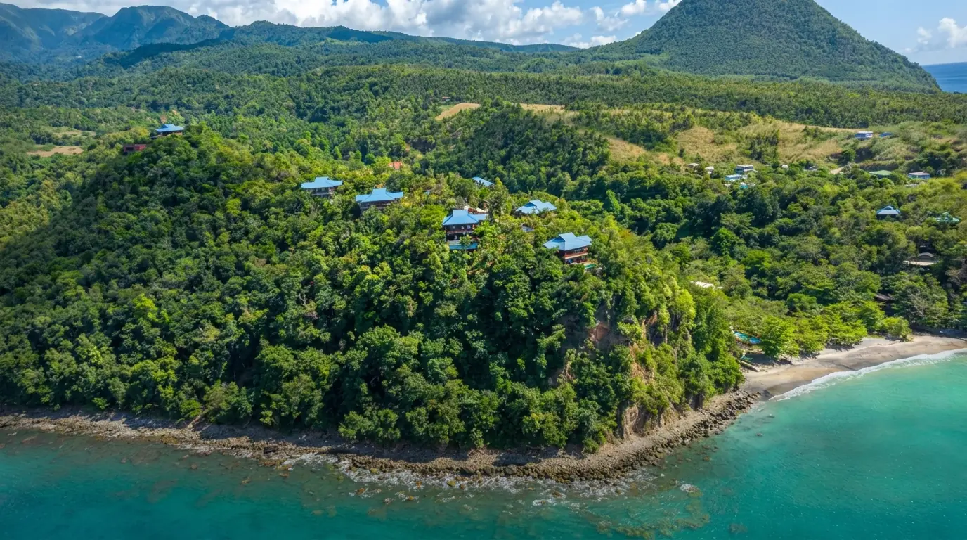 Dominica’s green coastline and turquoise sea